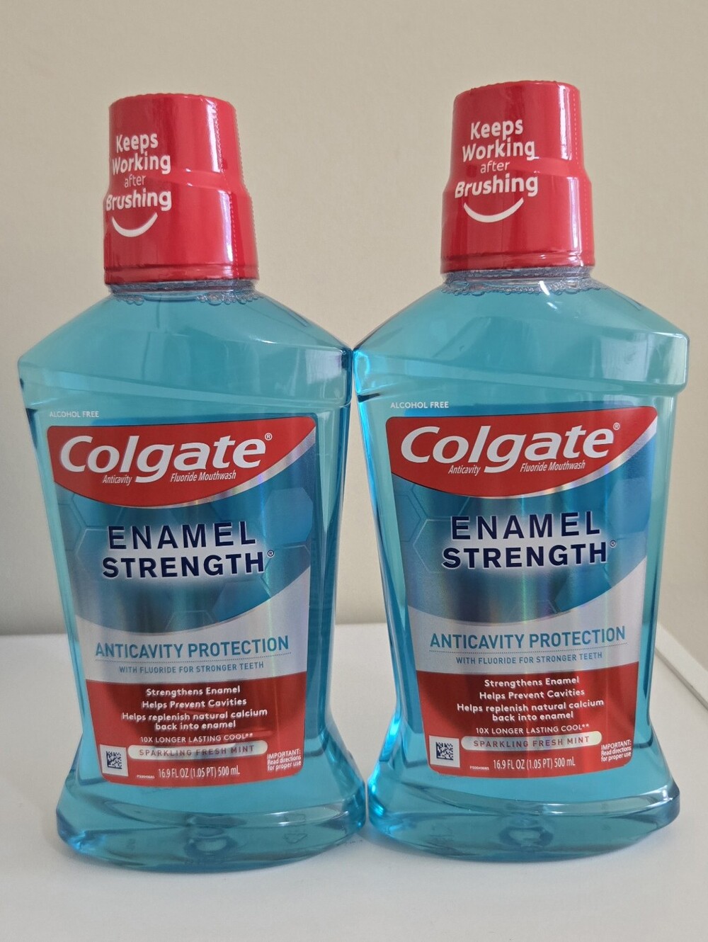 Colgate Enamel Strength Anticavity Mouthwash - Blue (2 Bottles-500ml Ea)